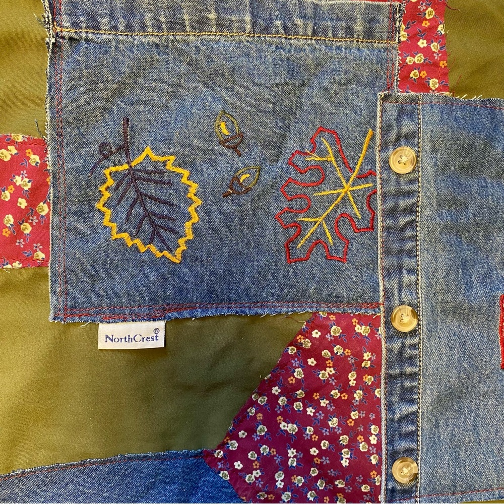 Denim Patchwork Fall Tote Bag - Picture 7 of 9